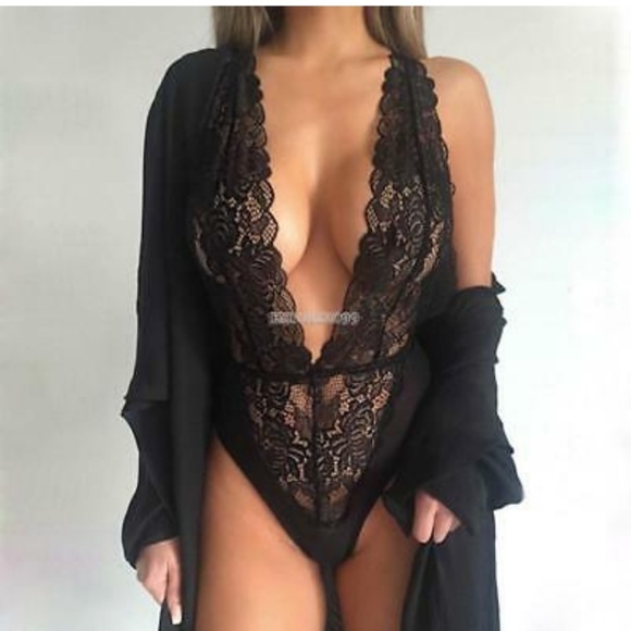 Nwt Black Lace Backless Halter Lingerie Small - Picture 2 of 3